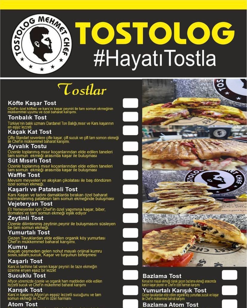 Tostçu broşür, tostçu el ilanı, tek yön çift yön broşür